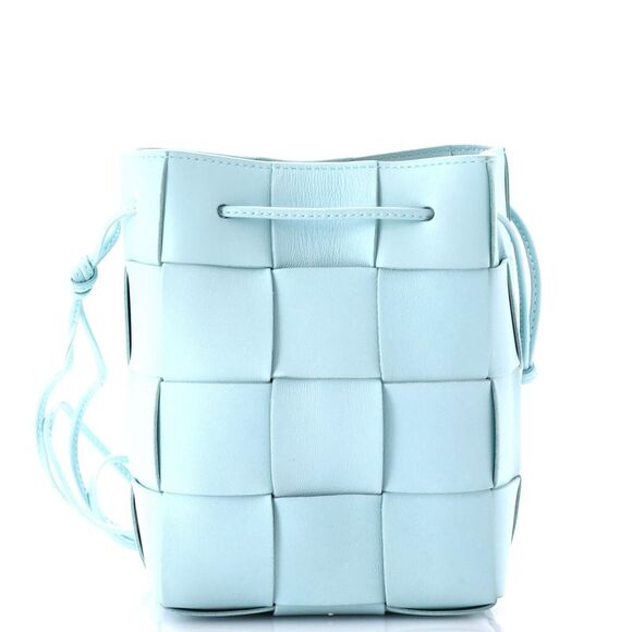 Bottega Veneta Handbags - Bottega Veneta Cassette Bucket Bag Maxi Intrecciato Leather Small Blue